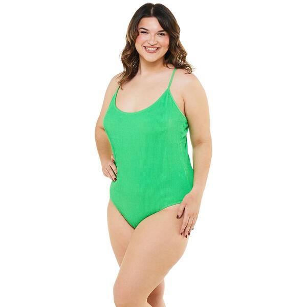 Juniors Plus YMI&#40;R&#41; Solid Smocked One Piece Swimsuit - image 