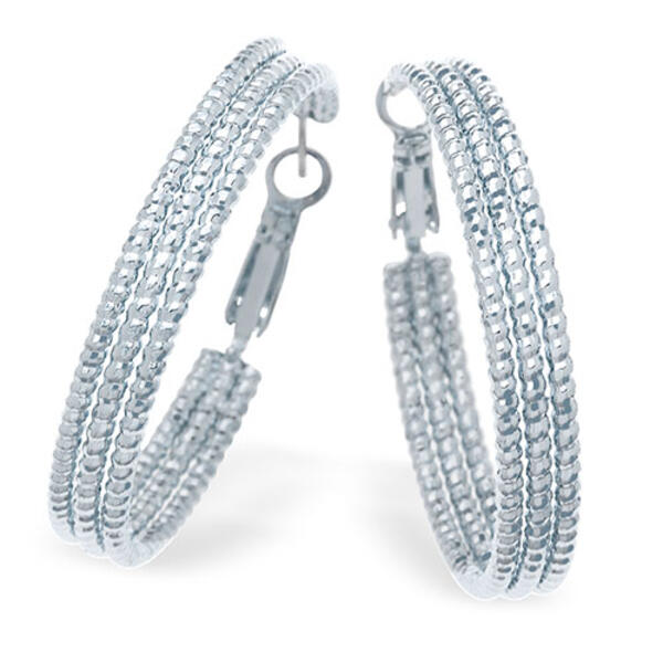 Guess Silver-Tone Textured Hoop Earrings - image 