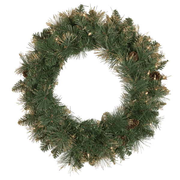 Northlight Pre-Lit Glittered Yorkshire Pine Christmas Wreath - image 