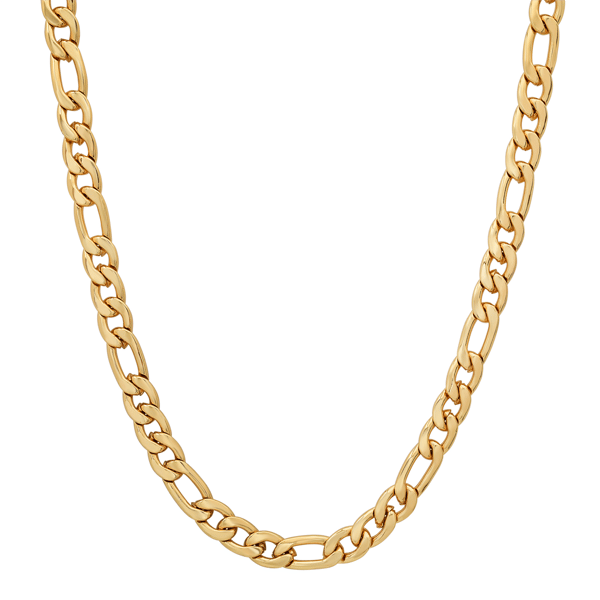 Mens Iron Saints 6mm Figaro Link 18kt. Gold-Plating Necklace - image 