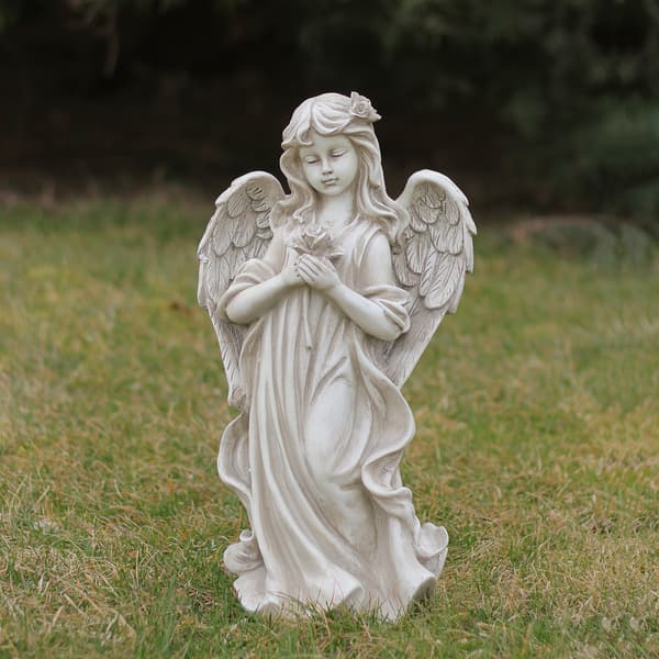 Northlight Seasonal 17in. Peaceful Angel Holding a Rose Statue