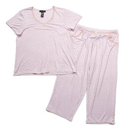 Womens Rene Rofe Short Sleeve Hearts Capri Pajama Set