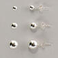 Sterling Silver Set of 3 Round Stud Earrings - image 1