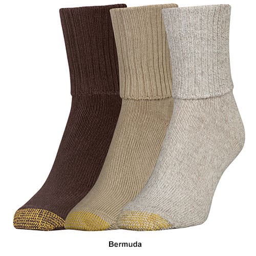 Womens Gold Toe&#174; 3pk. Bermuda Turn Cuff Socks