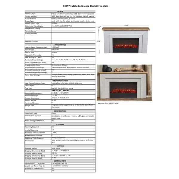 Real Flame Malie Electric Fireplace