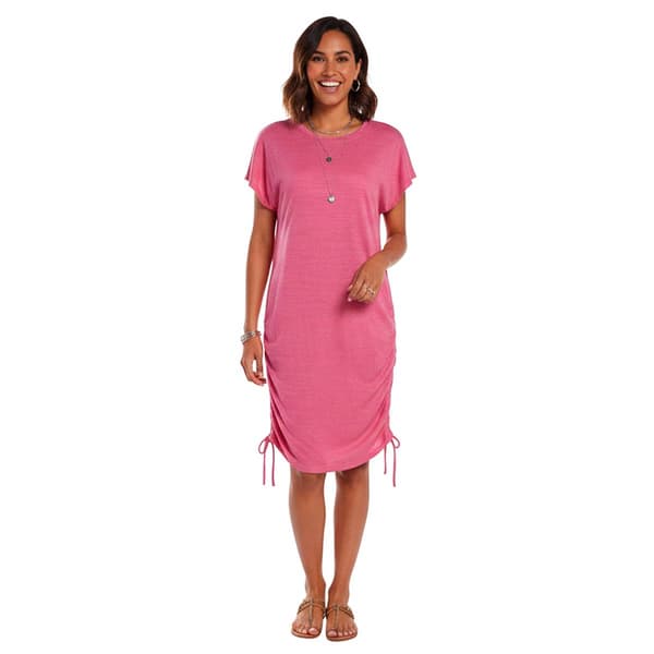Womens Ninety Clothing Short Sleeve Side Ruched Sheath Dress