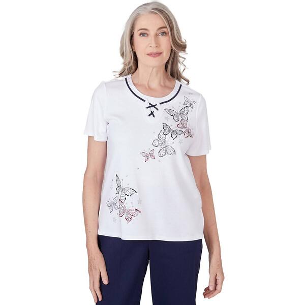 Womens Alfred Dunner All American Butterfly Heat Set Top - image 