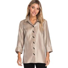 Womens Multiples Turn Up Cuff Button Front Shimmer Shirt