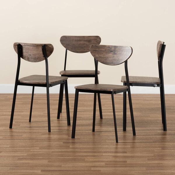 Baxton Studio Ornette Walnut Brown Wood 4pc. Dining Chair Set