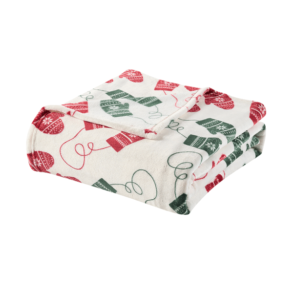Hallmark Mittens Plush Holiday Throw Blanket