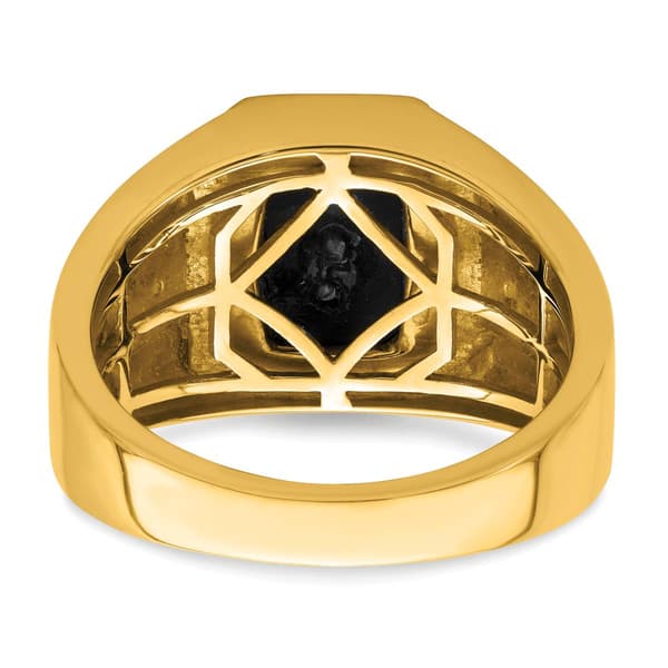 Mens Gentlemen&#8217;s Classics&#8482; 14kt. Gold Onyx Greek Key Ring