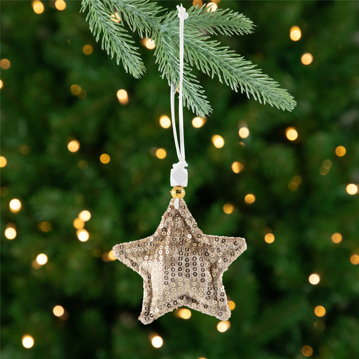 Northlight 4ct. Sequin Stars & Trees Plush Christmas Ornaments