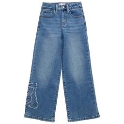 Girls (7-14) YMI(R) Distressed Teddy Bear Wide Leg Jeans
