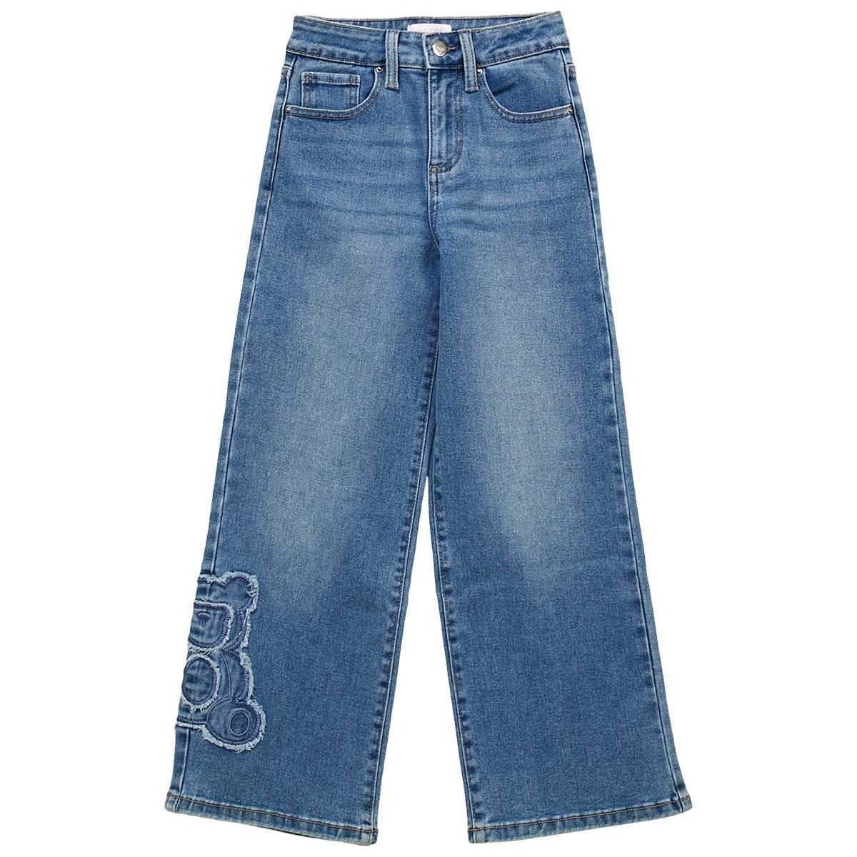 Girls (7-14) YMI(R) Distressed Teddy Bear Wide Leg Jeans