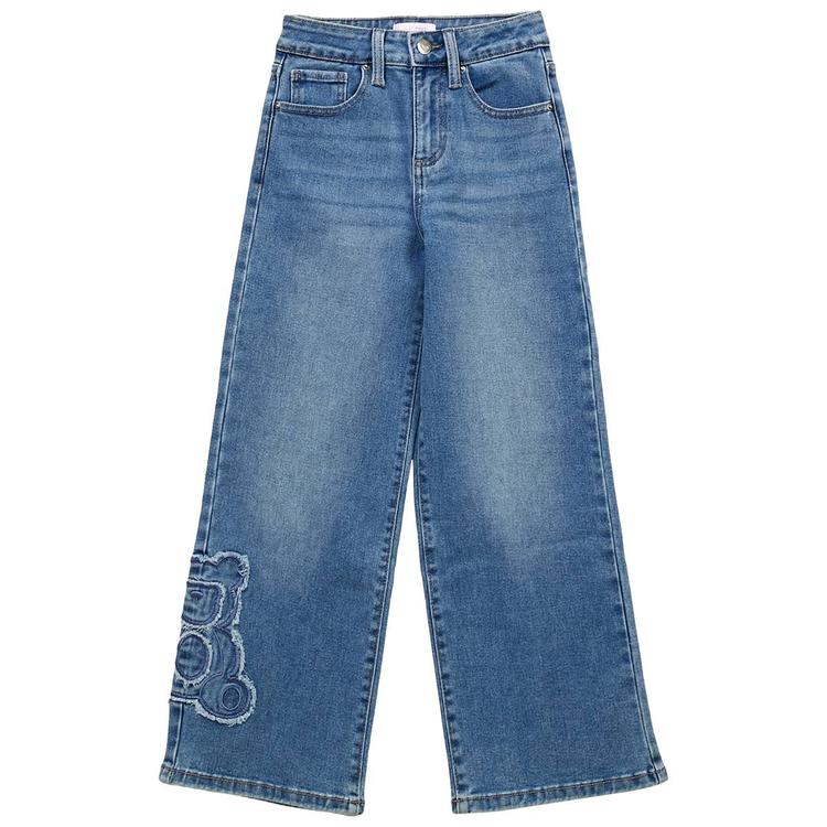 Girls (7-14) YMI(R) Distressed Teddy Bear Wide Leg Jeans