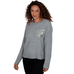 Womens Skye’s the Limit Fashion Essentials Sequin Pocket Sweater