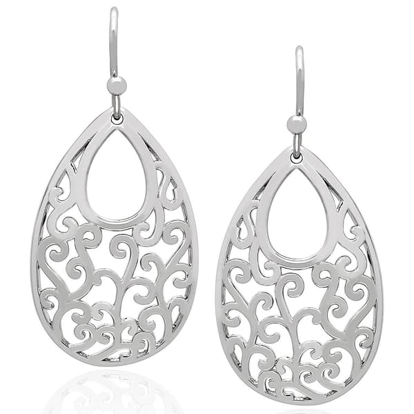 Gianni Argento Oval Filigree Drop Earrings - image 