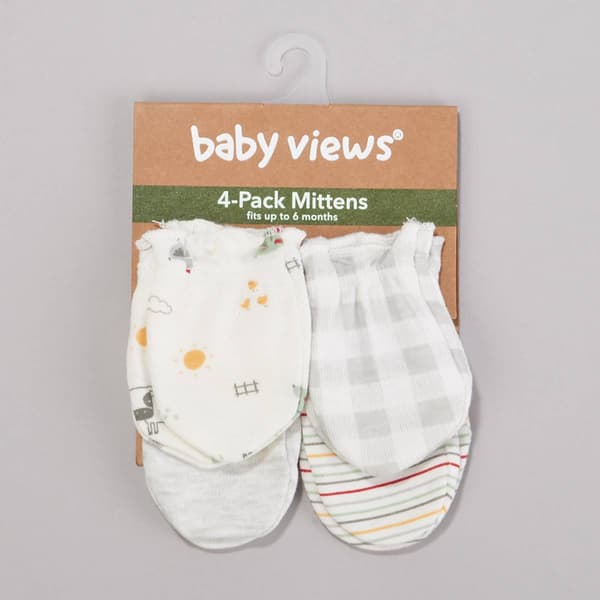 Baby Boy (NB-6M) baby views(R) 4pk. Farm/Print Mittens - image 