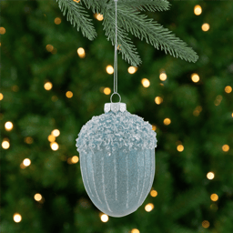 Northlight Glittered Blue Mercury Glass Acorn Christmas Ornament