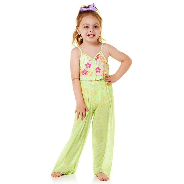 Girls (4-6x) Kensie Girl One Piece Hibiscus Swimsuit w/ Mesh Pant - image 