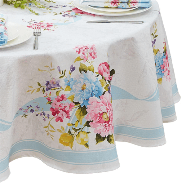 Threadmade Rose Cottage Floral Engineered Tablecloth