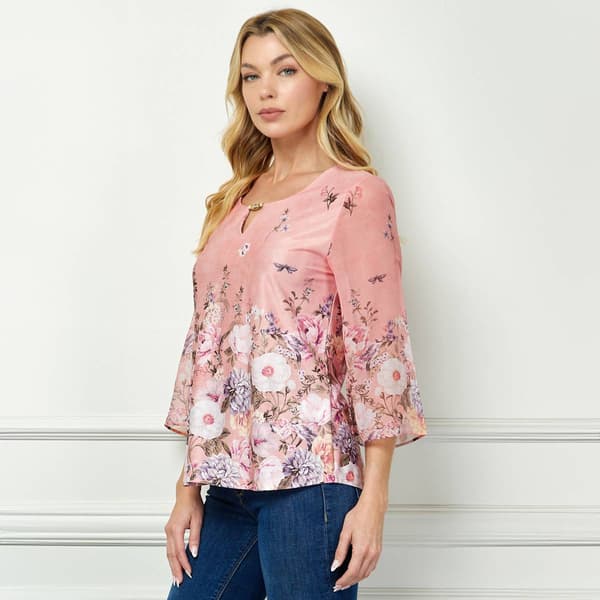 Womens Sara Michelle 3/4 Sleeve Bead Detail Floral Blouse