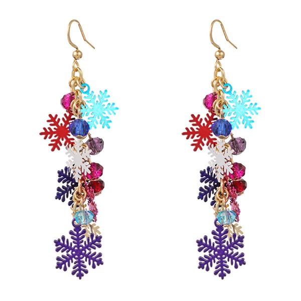Multi Color Snowflake Fishhook Earrings - image 