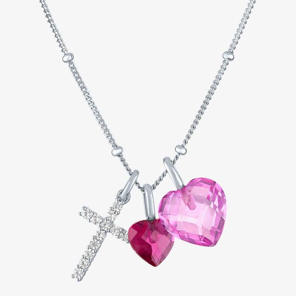 Nova Star&#40;R&#41; Lab GrownSapphire & Ruby Heart Charm Pendant - image 