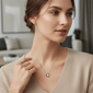Saffron Sterling Silver Moon & Star Inspired Moissanite Necklace - image 3