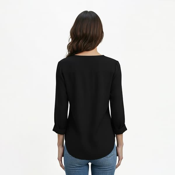 Womens Anne Klein Roll Tab Sleeve Heatset Embellishment Blouse