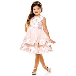 Girls (4-6x) Bonnie Jean Floral Foiled Bodice Double Skirt Dress