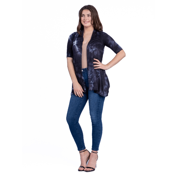 Womens 24/7 Comfort Apparel Tie Dye Open Front Cardigan