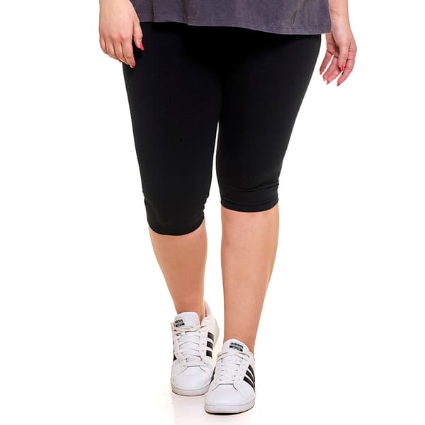 Juniors Plus No Comment Fold Over Capri Leggings