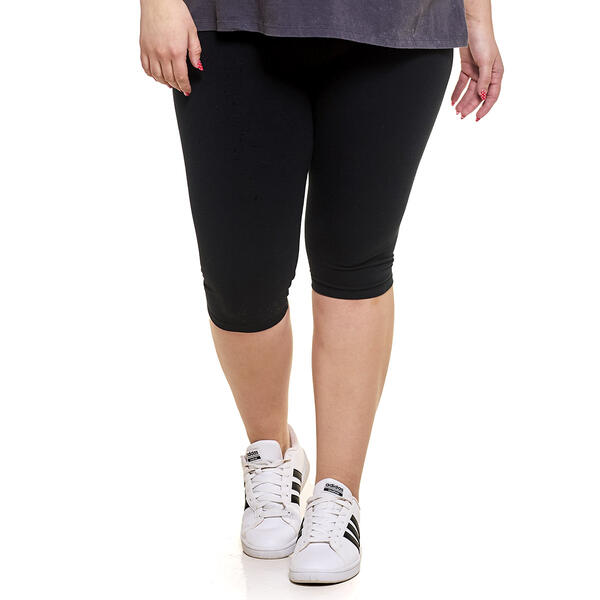 Juniors Plus No Comment Fold Over Capri Leggings - image 