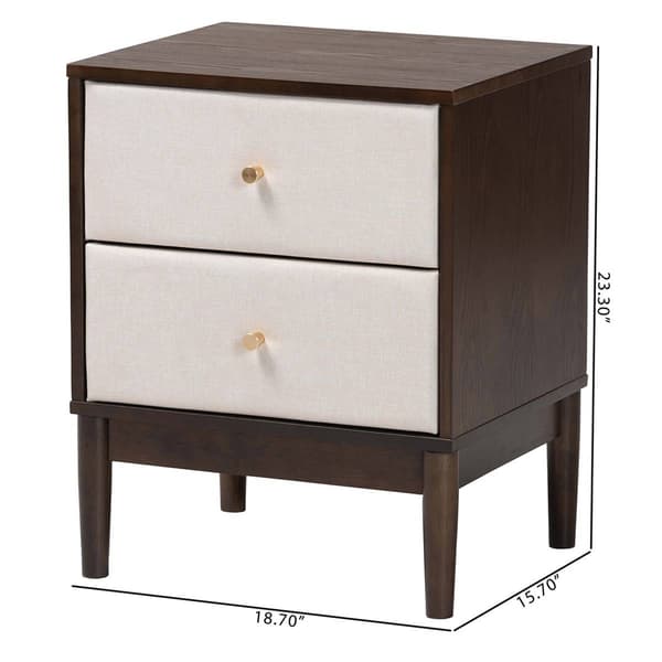 Baxton Studio Nikolai Mid-Century Wood 2-Drawer Nightstand