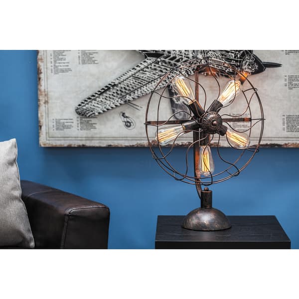 9th & Pike&#174; Black Metal Industrial Fan Table Lamp