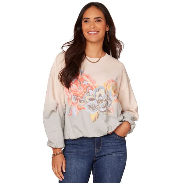 Womens Democracy Crew Neck Bubble Hem Dip Dye Sweatshirt