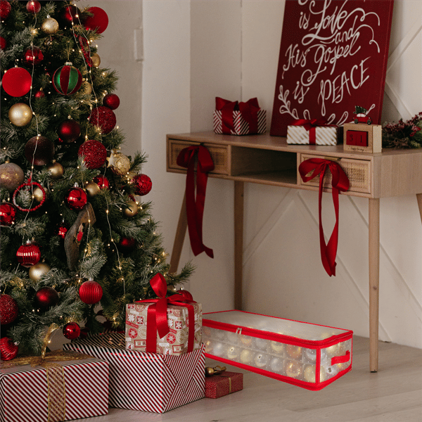 Northlight Transparent Zip Up Christmas 80 Ornaments Storage Box