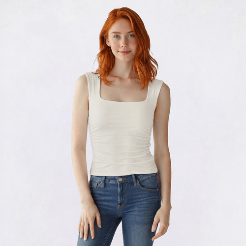 Juniors Lily & Lace Butter Jersey Side Ruch Square Neck Tank Top - image 