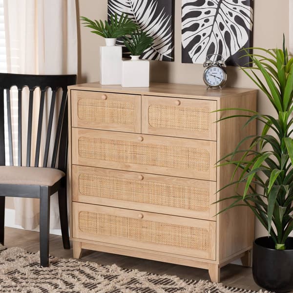 Baxton Studio Elsbeth Oak Brown Wood 5-Drawer Storage Cabinet