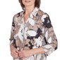 Women Alfred Dunner 3/4 Sleeve Shadow Leaf Button Front Top - image 5