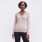 Womens Preswick & Moore® Long Sleeve Cable Knit V Neck Sweater - image 2