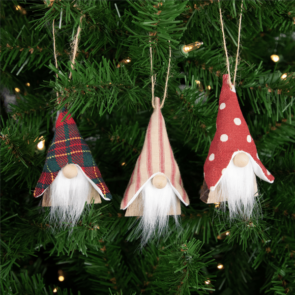 Northlight Wooden Gnomes Christmas Ornaments - Set of 3