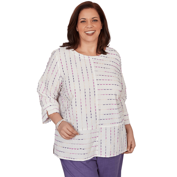 Plus Size Alfred Dunner Grand Bazaar Rainbow Stripe Blouse - image 