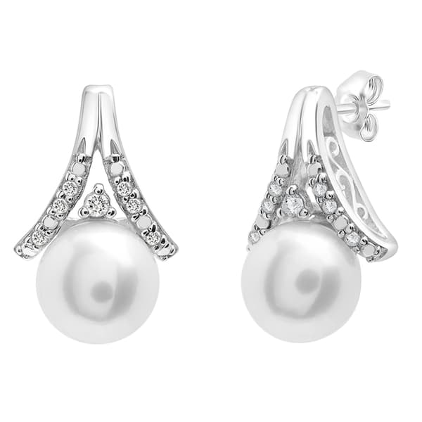 Gemstone Classics(tm) 1/20ctw. Diamond Pearl Earirngs - image 