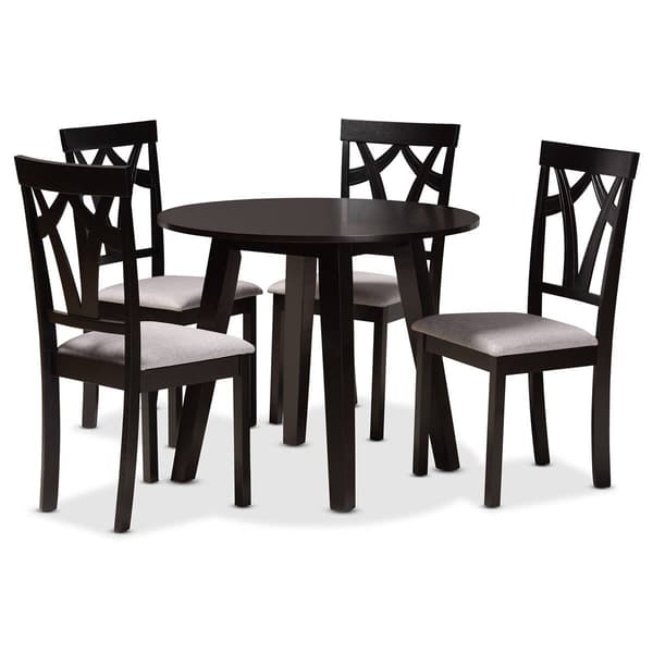 Baxton Studio Derya Modern Grey Fabric Wood 5pc. Dining Set - image 