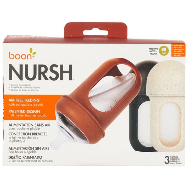 boon(R) NURSH(R) 3pk. 8oz. Speckle Silicone Pouch Feeding Bottles