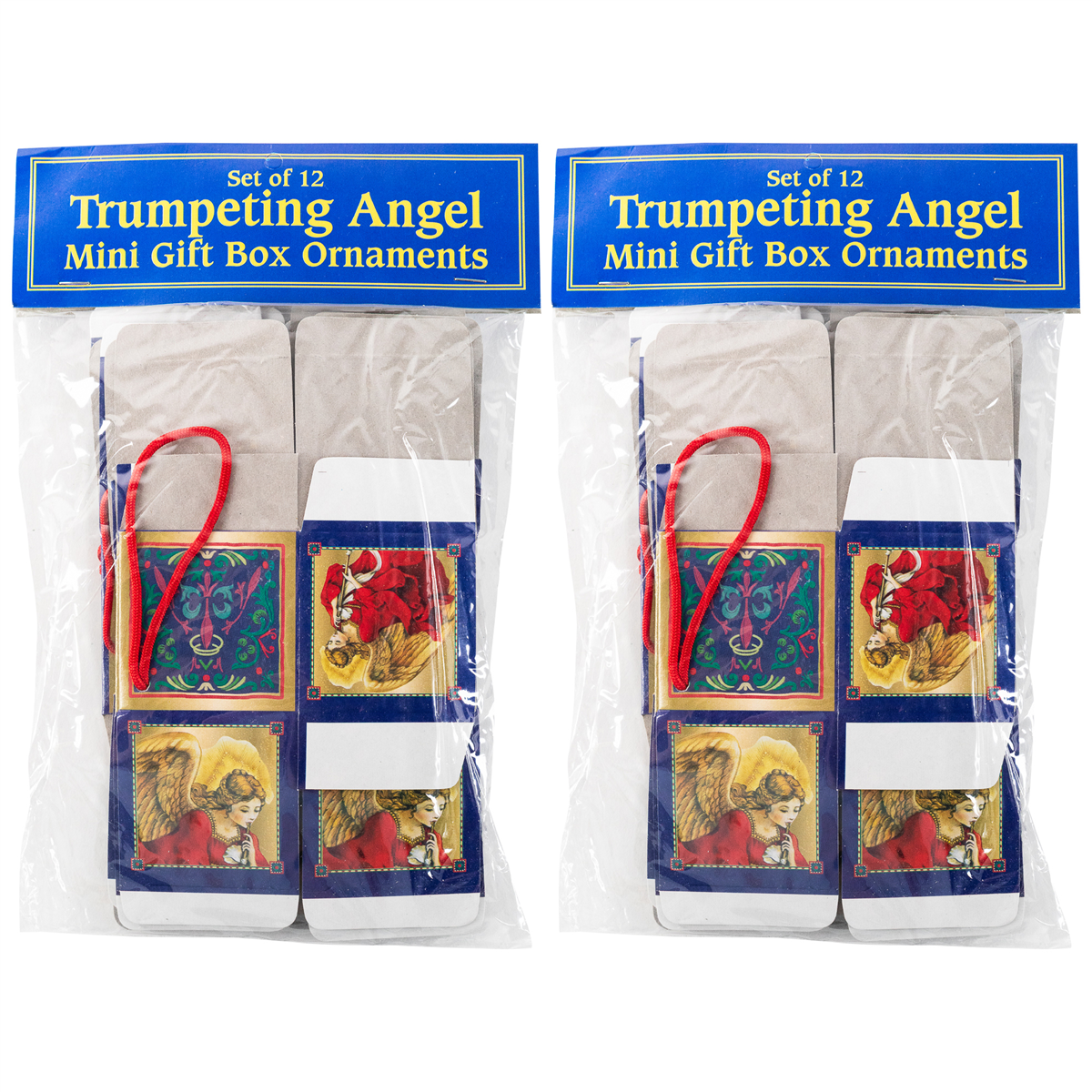 CC Christmas Decor 24pc. Trumpeting Angel Mini Gift Box Ornaments