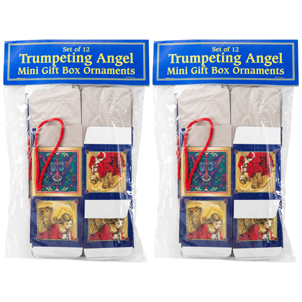 CC Christmas Decor 24pc. Trumpeting Angel Mini Gift Box Ornaments