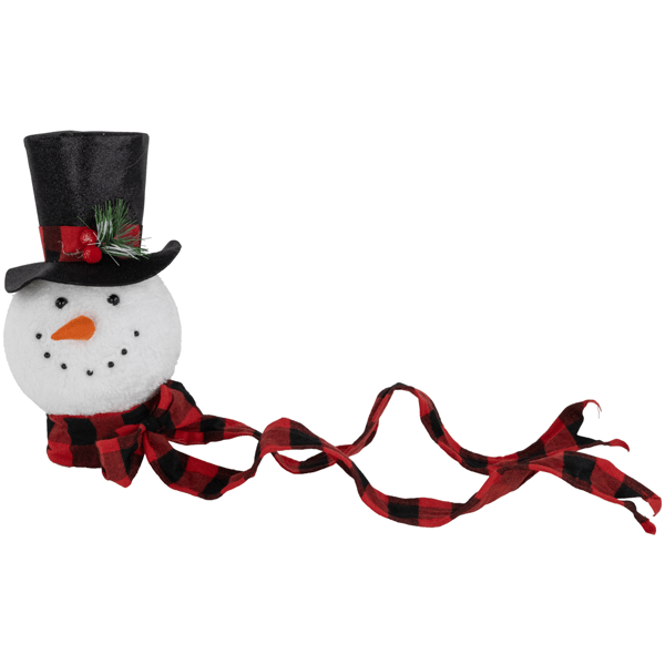 Northlight 12in. Plush Snowman in Top Hat Christmas Tree Topper - image 